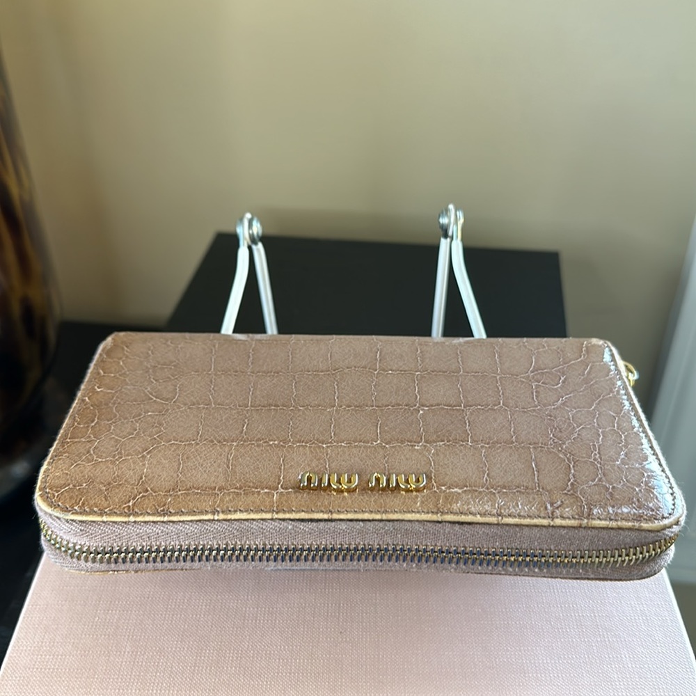 Miu Miu Crocodile Embossed Zip Around Long Wallet - image 8